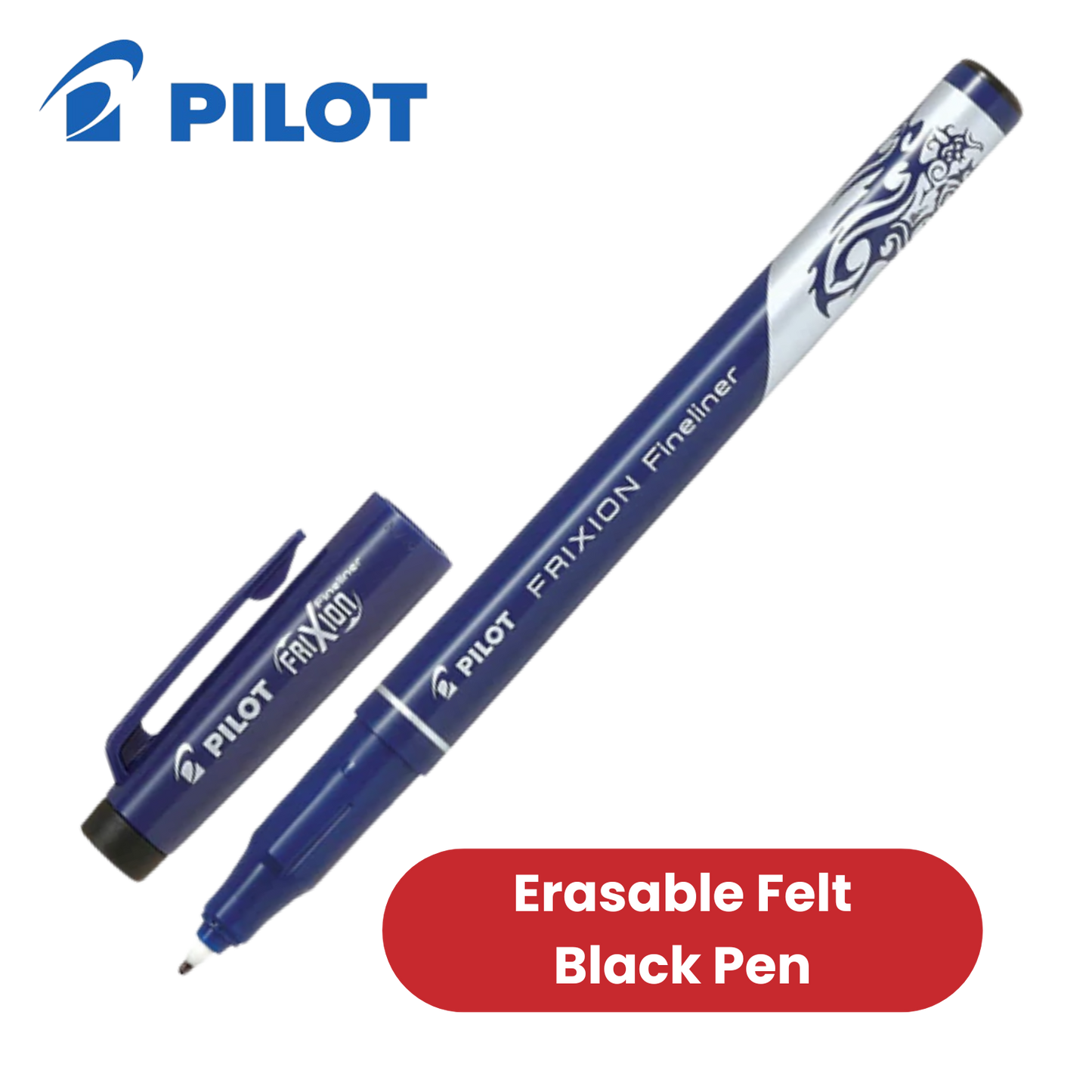 Pilot Frixion Fineliner Black Pen - Smooth, Erasable Ink for Precise Lines