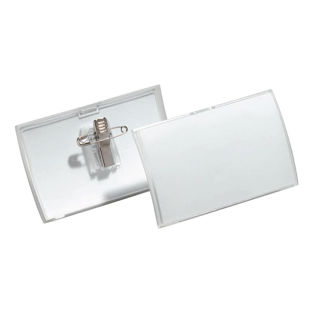 Durable Click Fold Name Badge 40 x 75 mm with Combi Clip Transparent | Pack of 25 | Ideal for Events and Visitor Management
