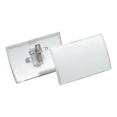 Durable Click Fold Name Badge 40 x 75 mm with Combi Clip Transparent | Pack of 25 | Ideal for Events and Visitor Management