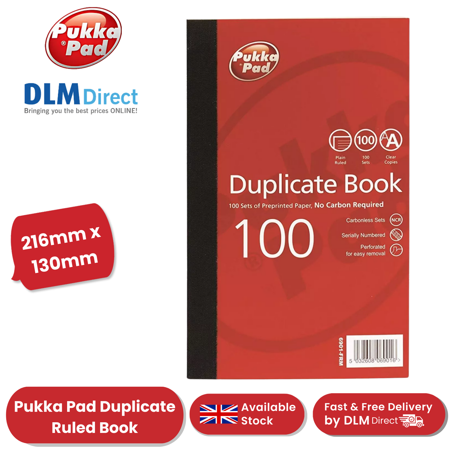 Pukka Pad Duplicate Ruled Book With Carbon 216mm x 130mm - Single