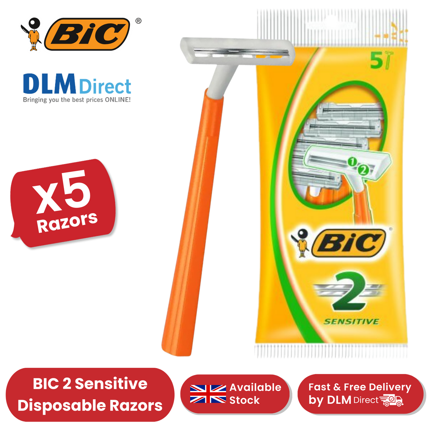 Bic 2 Sensitive Razors 5 - 1 Pack
