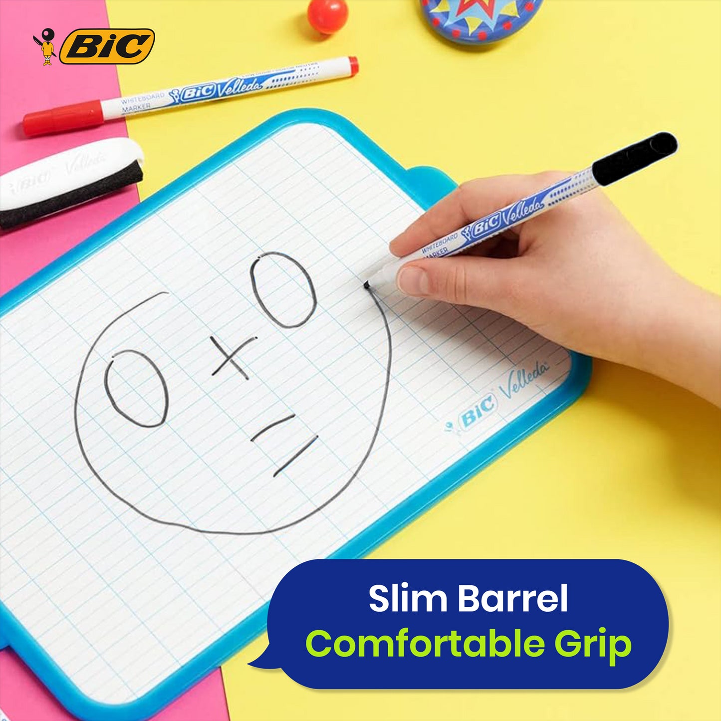BIC Whiteboard Marker Plastic Bullet Tip Dry Erase Pen Low Odour Ink for Office School (Pack of 24)