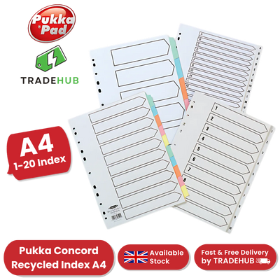 Pukka Concord Recycled Index A4 White 1-20 - 1 to 5 Packs