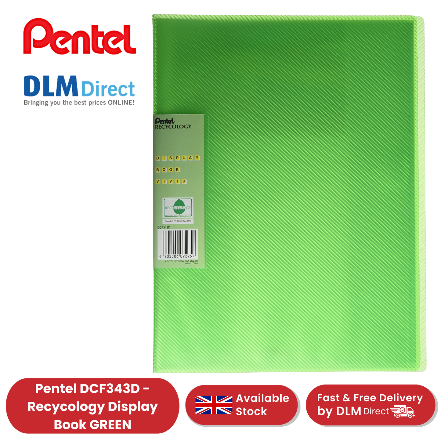 PENTEL RECY DISP BK VIVID 30PKT GREEN - Pack of 1