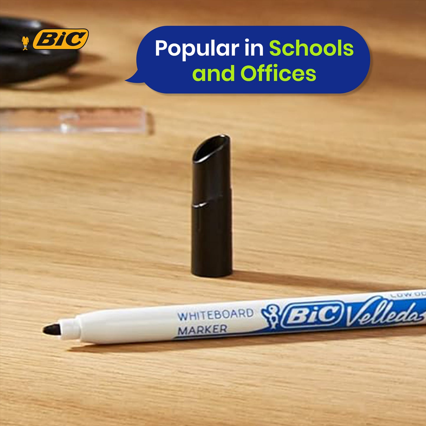 BIC Whiteboard Marker Plastic Bullet Tip Dry Erase Pen Low Odour Ink for Office School (Pack of 24)