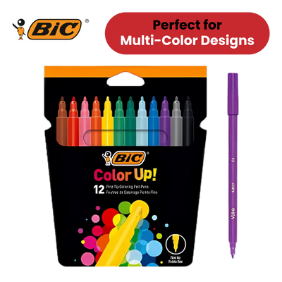 BIC Colour Up Colouring Felt Pens Assorted Colours - Pack of 12 - 1 to 5 Packs