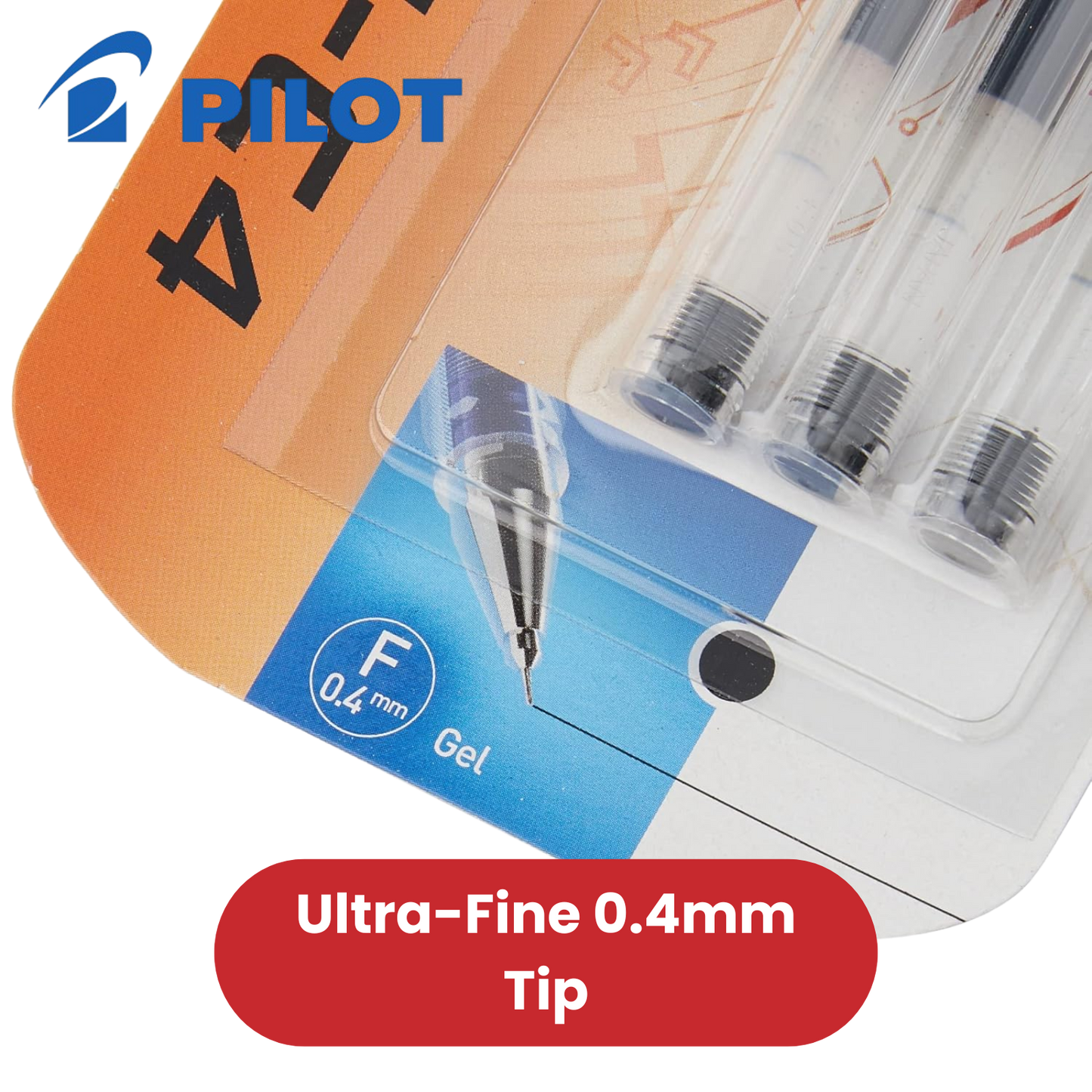 Pilot G - Tec C4 Gel Microtip Rollerball Pen, 0.4 mm Tip Black - Pack of 3
