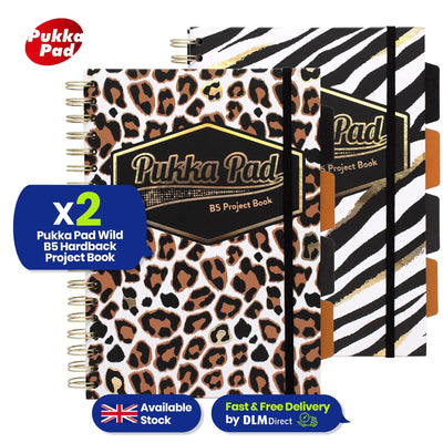 Pukka Pad Wild B5 Project Notebooks – 4 Repositionable Dividers & Hard Cover 2 Pack  NoteBooks For Projects