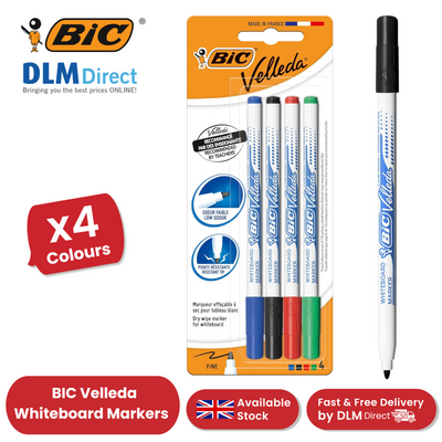 BIC Velleda 1721 Dry-Wipe Whiteboard Markers Assorted - Pack of 4