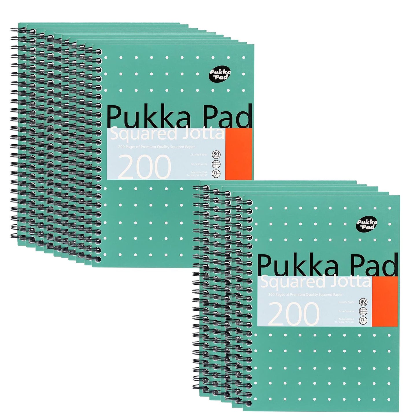 Pukka Pad A5 Squared Jotta Book 15-Pack Wirebound Notebook, 200 Pages for School & Office