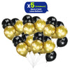 Age 50 Black and Gold Latex Balloons Milestone Birthday, 12 Inch Pack of 6