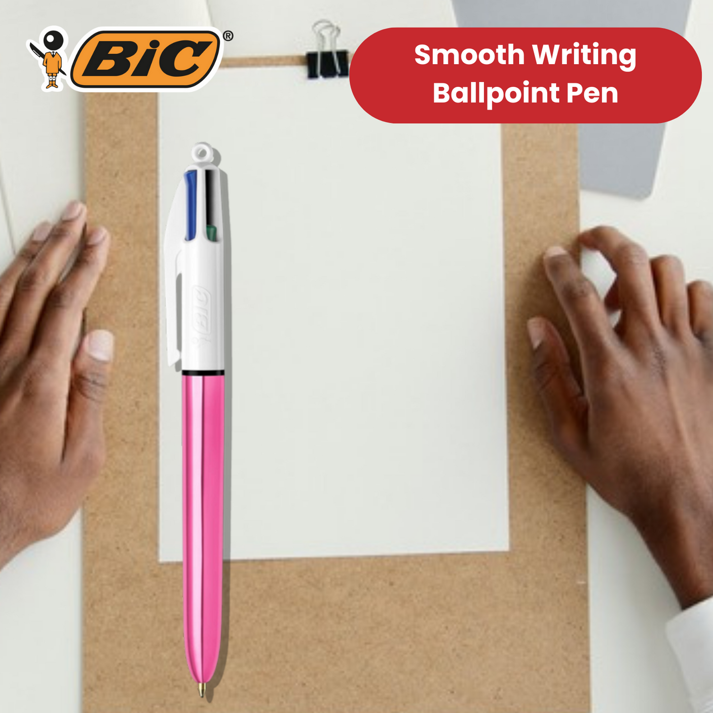 Bic 4 Colour Shine - Pink - Pack of 12
