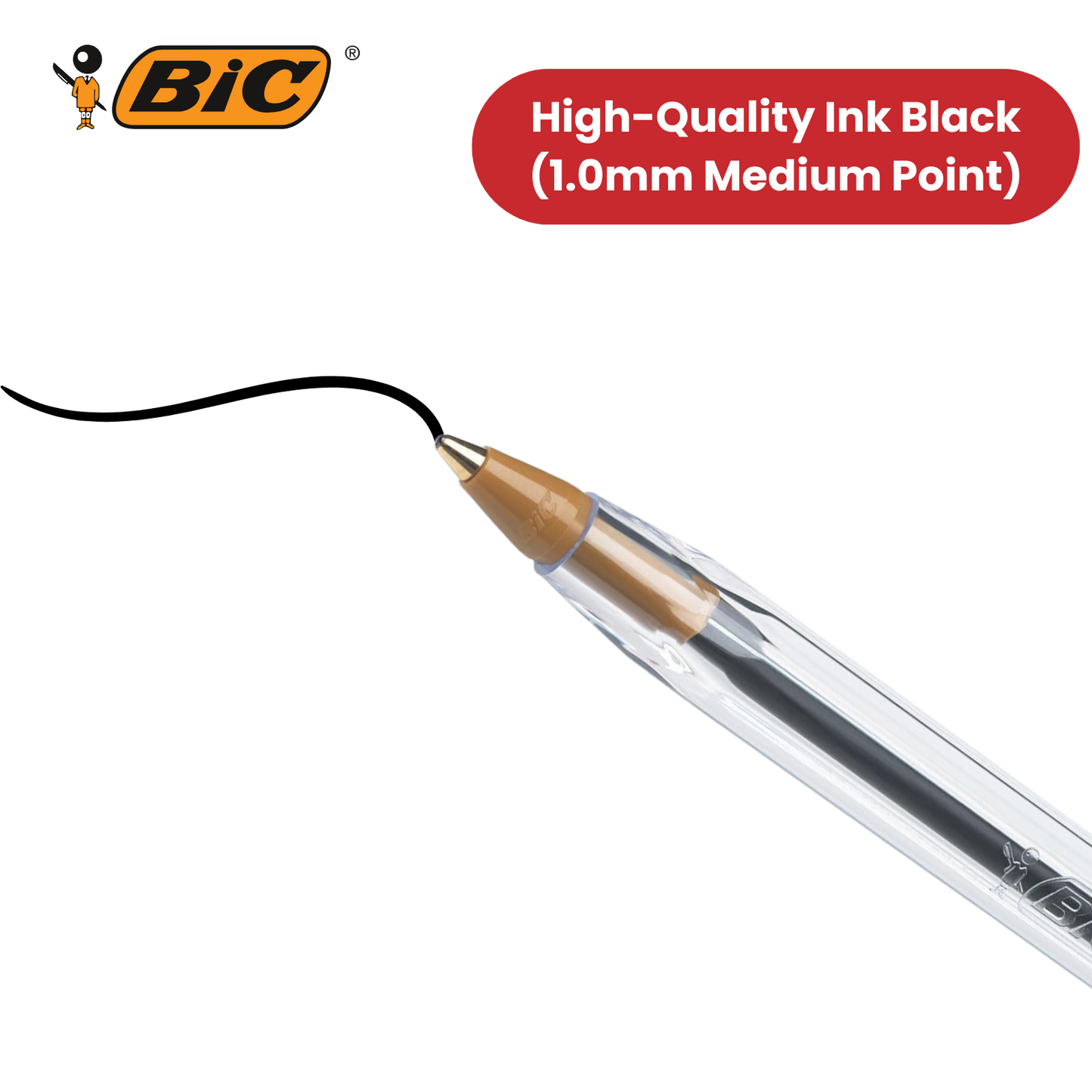 BIC CRISTAL MEDIUM BALL POINT PEN BLACK - BOX OF 50 - 1 to 5 Packs