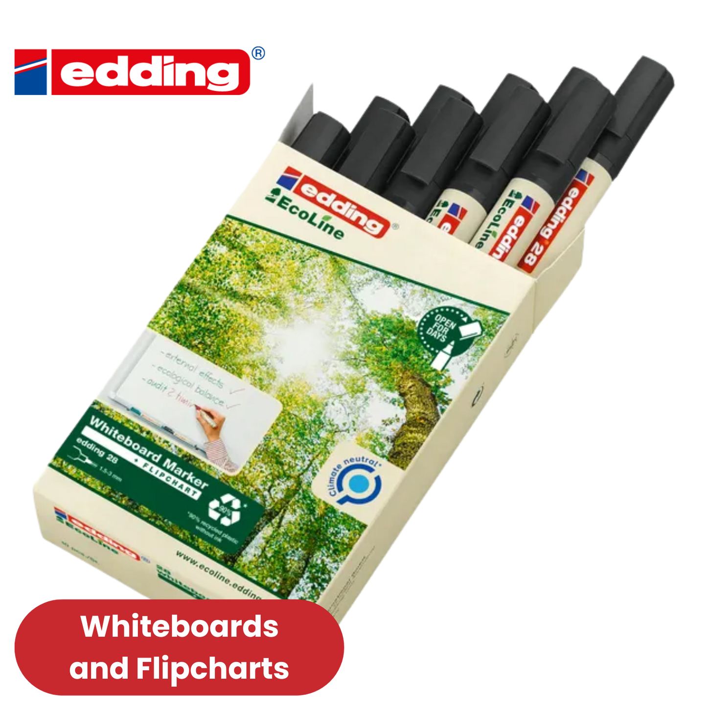 edding 28 Ecoline whiteboard marker - black - box of 10 whiteboard pens 2-36