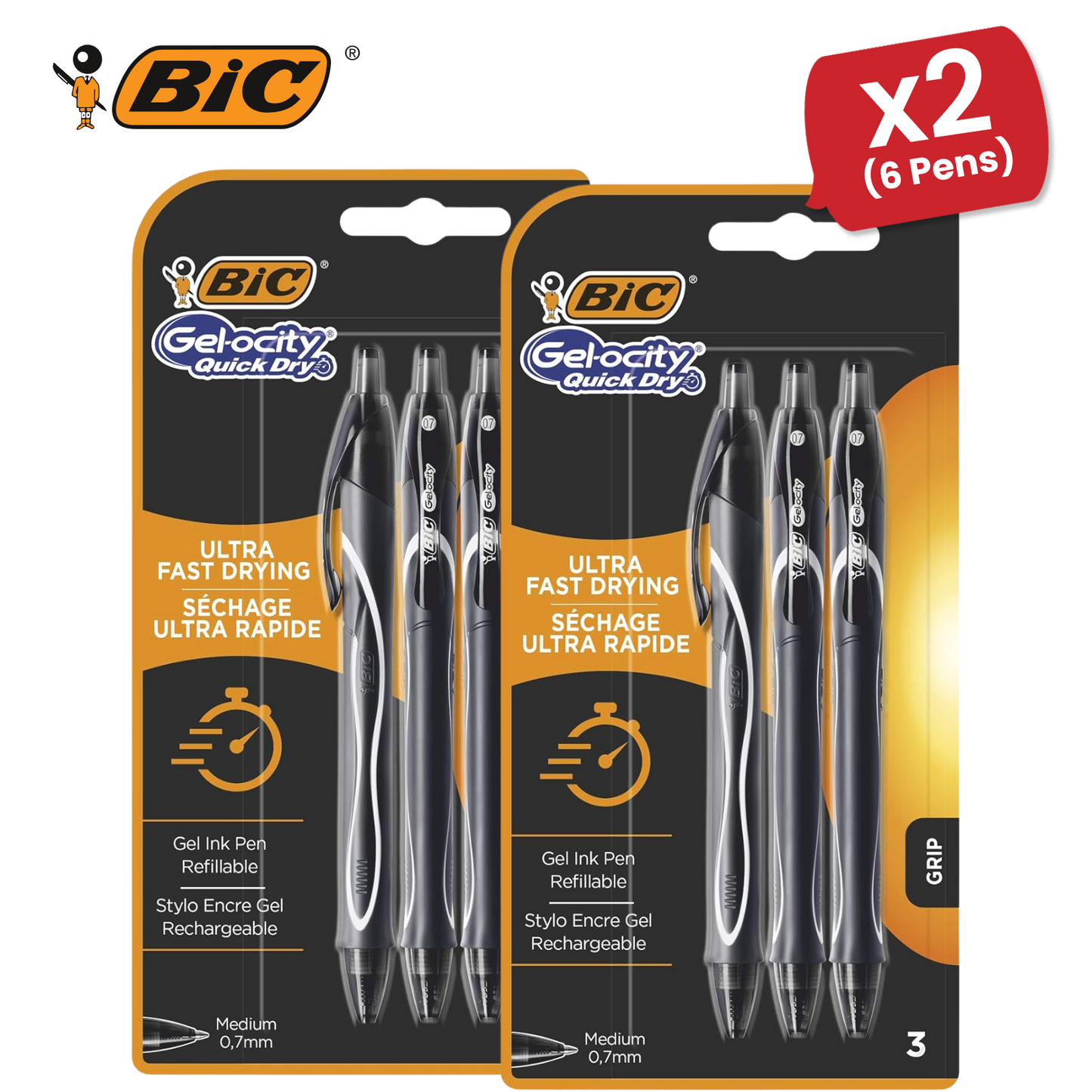BIC Gelocity Quick Dry Gel Pens Black Ink Medium Point