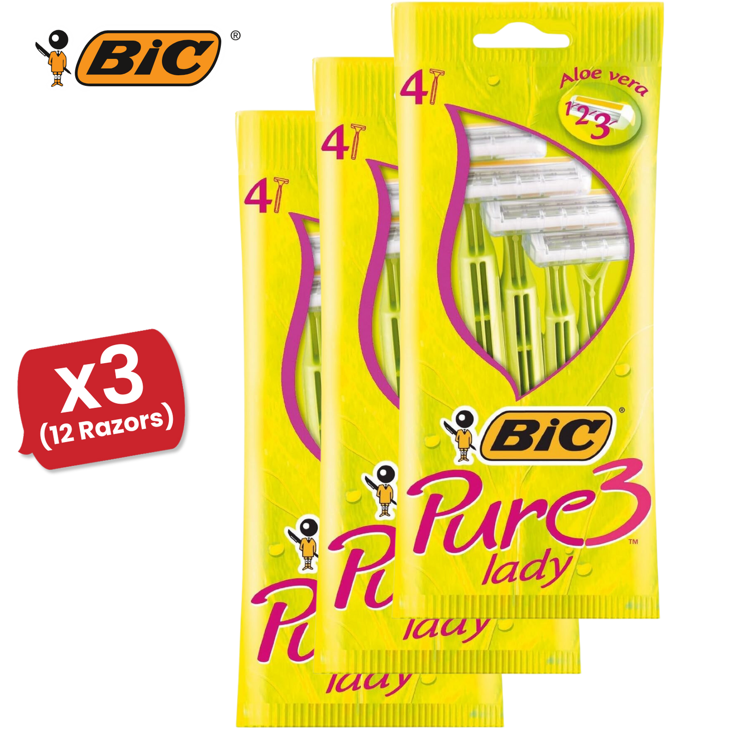 Bic Pure 3 Lady Shavers 4  - 1 Pack