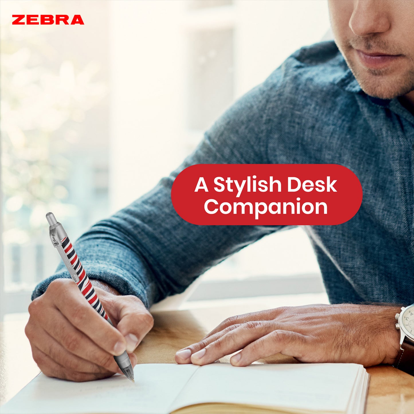 Zebra Z-Grip Ballpoint British-Inspired Uni-Ball Pen, 1.0 mm Nib Retractable Pen for Events