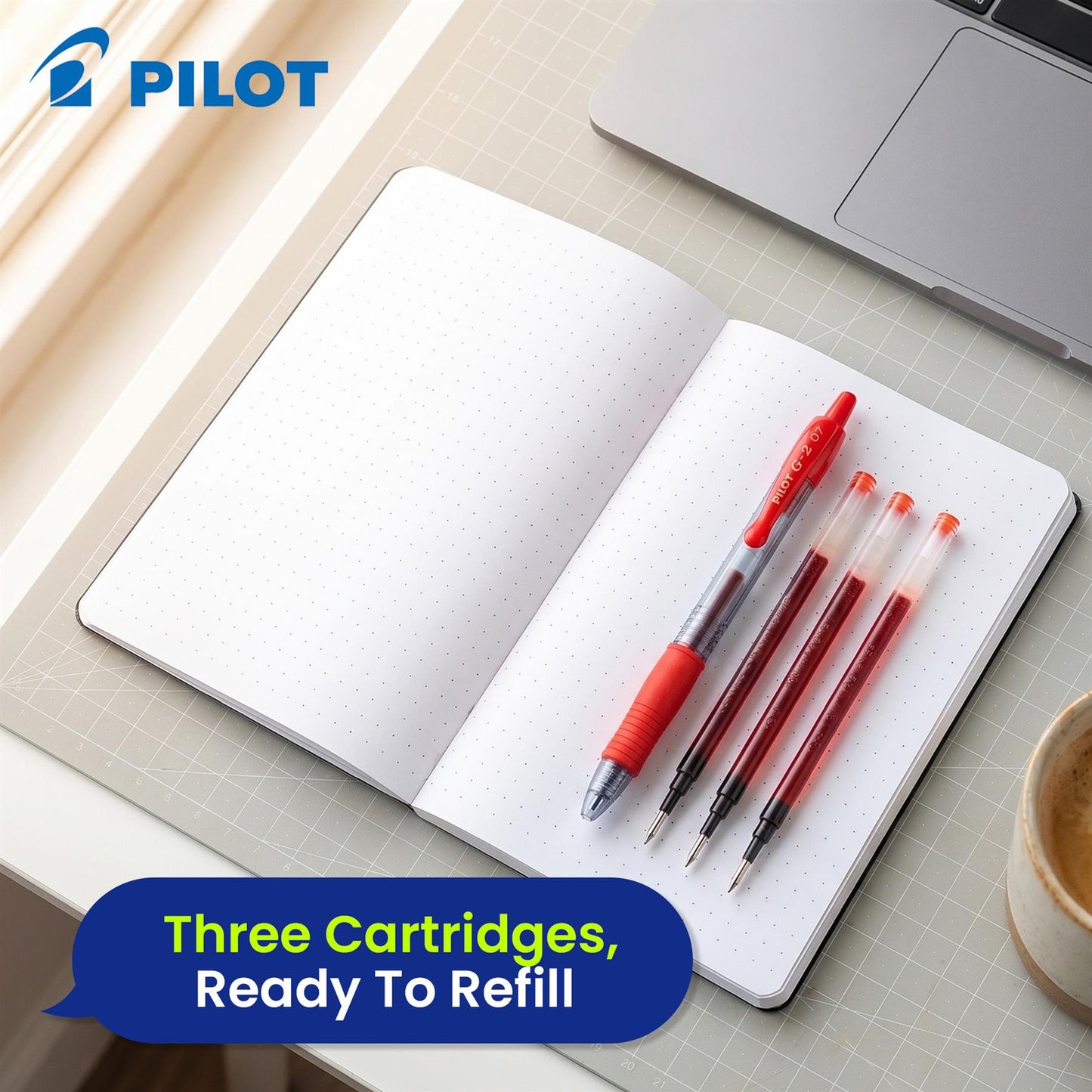 Pilot G2-07 Refill - Gel Roller Ball Red Ink Refill For Smooth Writing