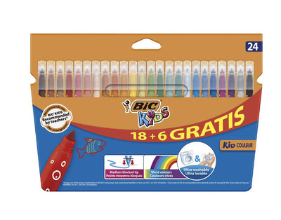 BIC Kids Kid Couleur Colouring Pens Assorted - Pack of 18 - 1 to 5 Packs
