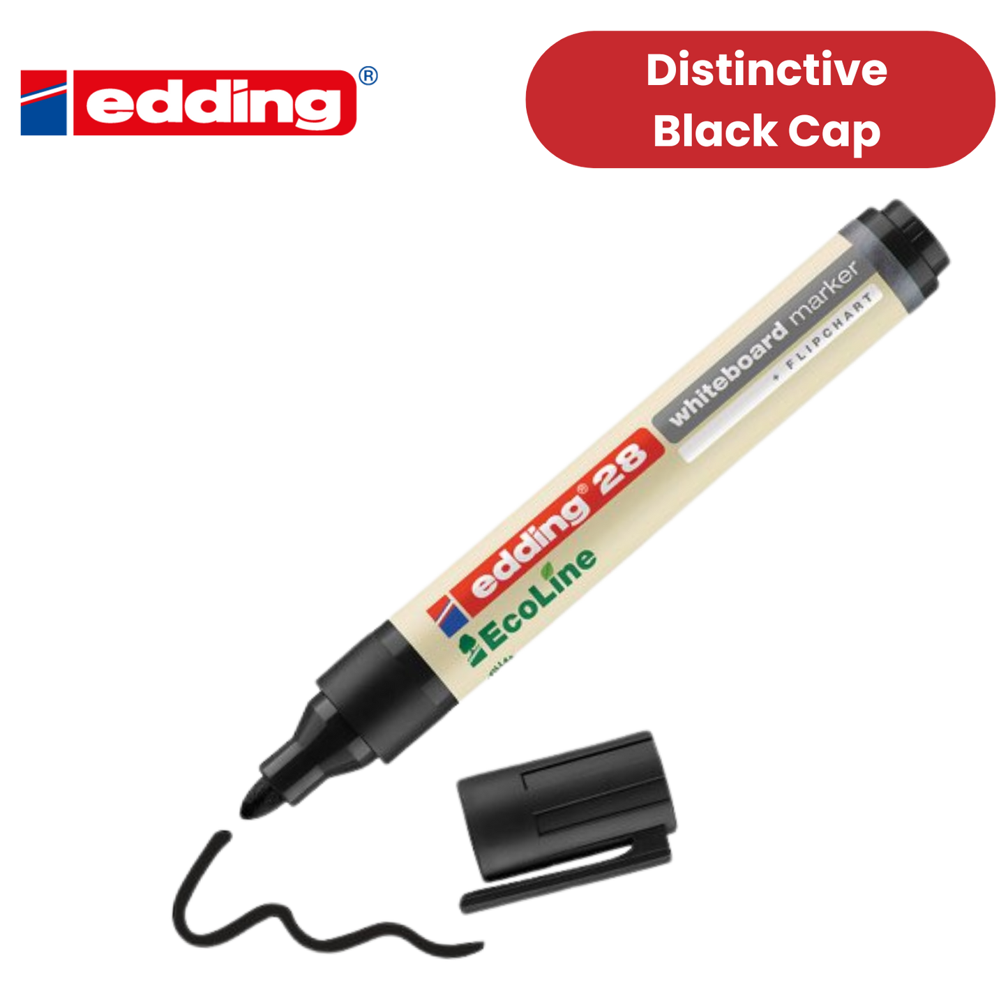 edding 28 Ecoline whiteboard marker - black - box of 10 whiteboard pens 2-36