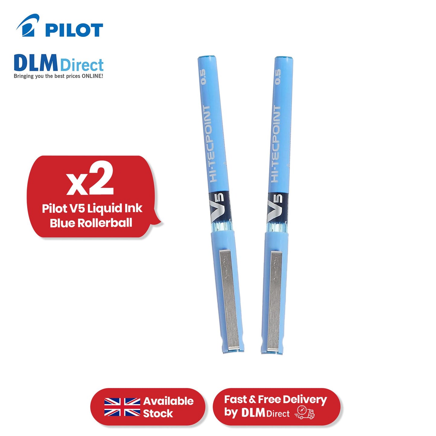 Pilot V5 Liquid Ink Rollerball Fine Value Pack Blue Single Pen - 1 to 36 Packs