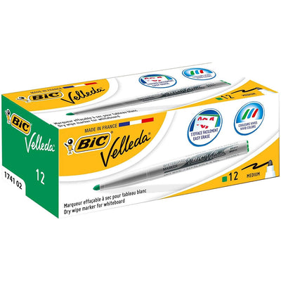 Bic Velleda 1741 Whiteboard Drywipe Markers Green  - Box of 12 - 1 to 5 Packs