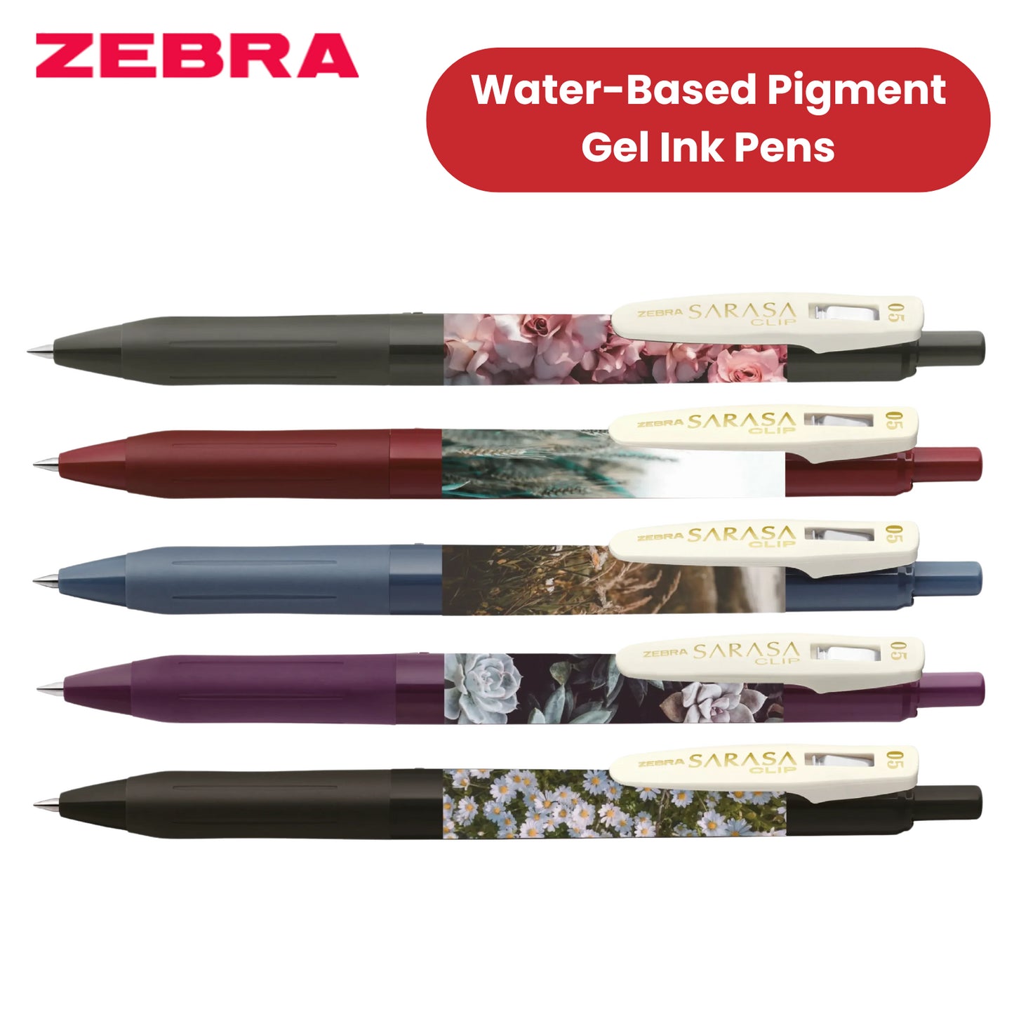 Zebra Sarasa Clip 0.5mm Gel Pens - Calming Moment Limited Edition - Set of 5
