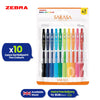 Zebra Gel Pen Plastic Fine Point Pen Home School & Office (Pack of 10)