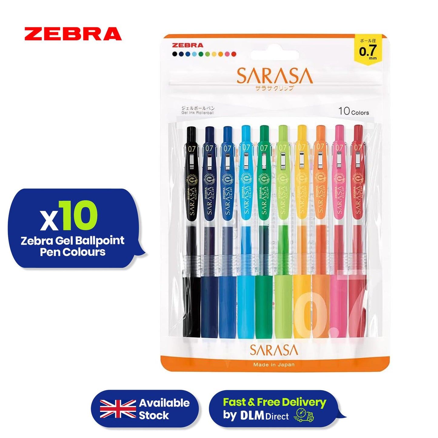 Zebra Gel Pen Plastic Fine Point Pen Home School & Office (Pack of 10)