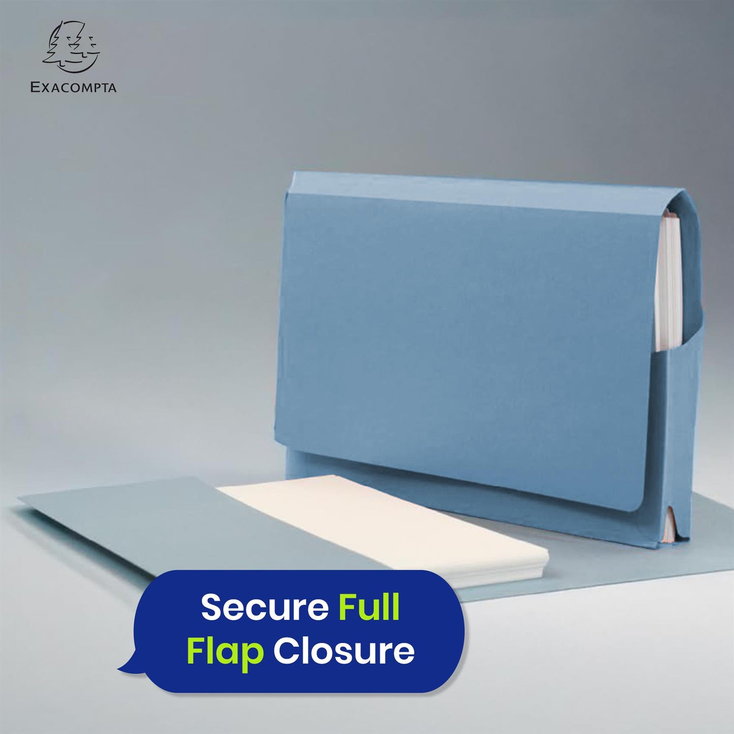 Exacompta Guildhall Full Flap Pocket Wallet, Durable 315gsm Manilla Folder Foolscap, 50 Pack (Blue)