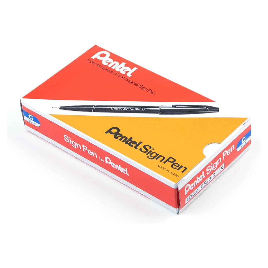 Pentel Sign pen Fibretip Blue Pack of 12