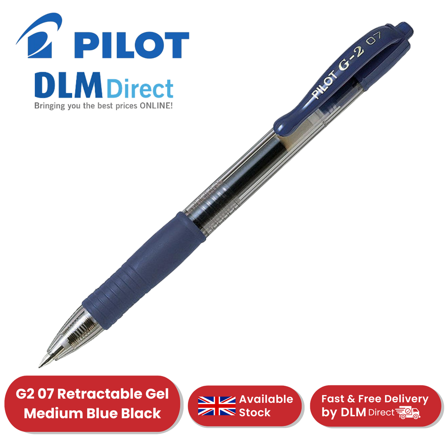 Pilot G-207 Gel Rollerball Pen - Medium Point, Retractable, Blue & Black Ink