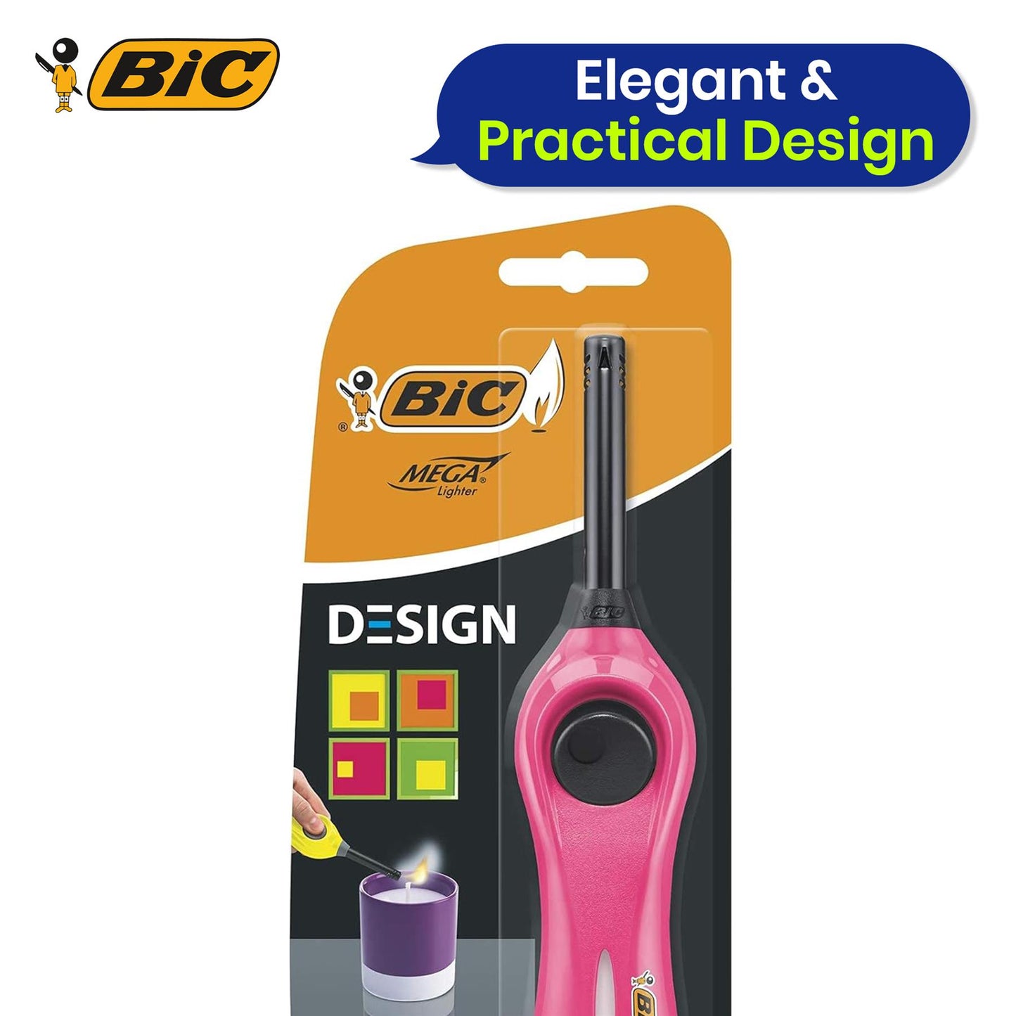 BIC Mega Standard Utility Lighter Design - Pack of 4