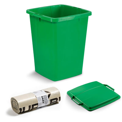 Durable DURABIN 90 Rectangular Waste Bin Green+ Durable DURABIN 90 Lid Green+ Durable ECO 110L Bin Bags 100% Recycled