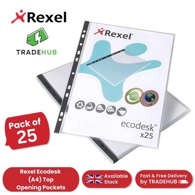 Rexel Ecodesk A4 Top Opening Pockets, Recyclable and Eco-Friendly Pockets x25