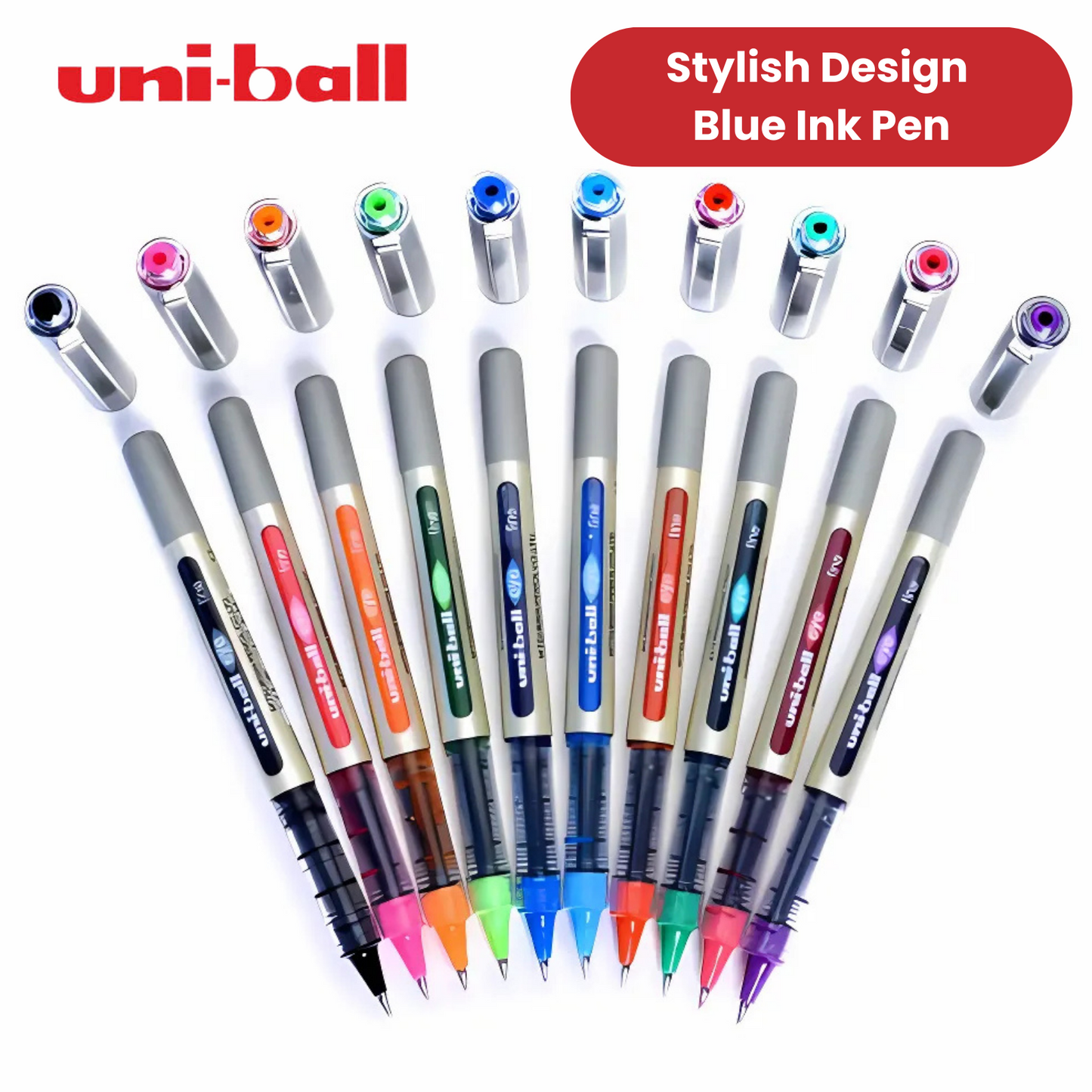 Uni-Ball Eye UB-157 Fine Rollerball Smooth Waterproof Ink Pack of 5 - Blue Pens
