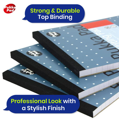A5 Writing Pad with Faint-Ruled Pages Metallic Blue Cover and 80gsm Paper Pack of 6