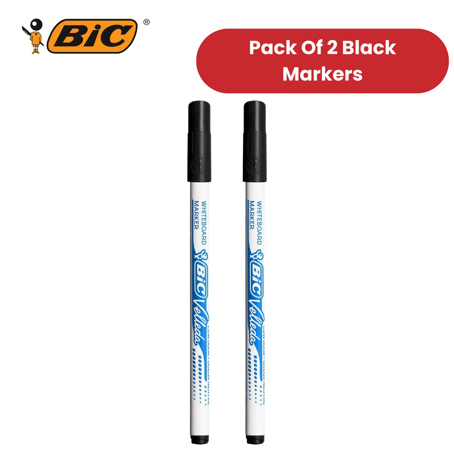 BIC Velleda 1721 Whiteboard Pens Black - Pack of 2