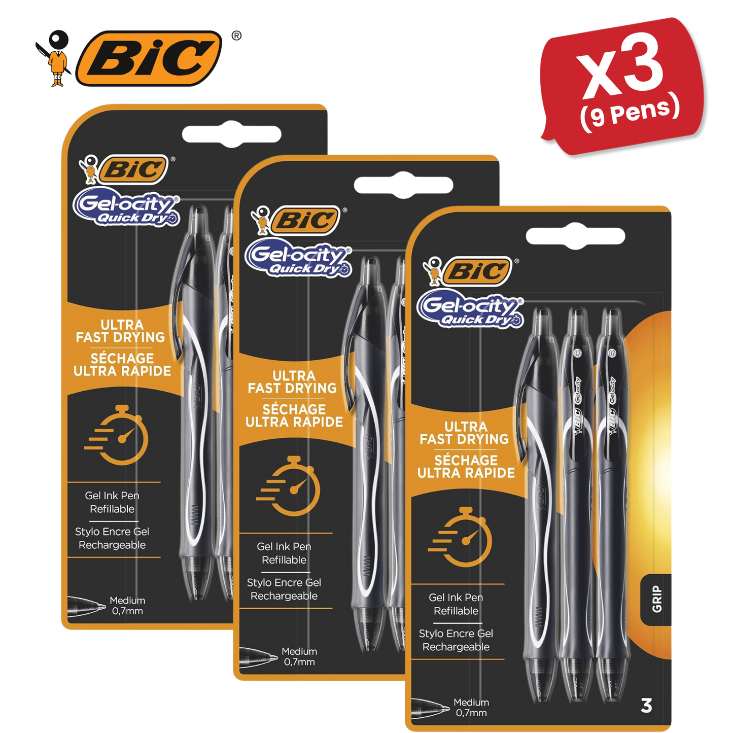 BIC Gelocity Quick Dry Gel Pens Black Ink Medium Point