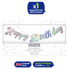 Party Banner � Happy Birthday Silver Iridescent Stitched Garland � 1.5 Metres