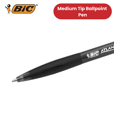 BIC Atlantis Classic Ballpoint Ball Pens Black Colour- Medium Tip - Pack of 12