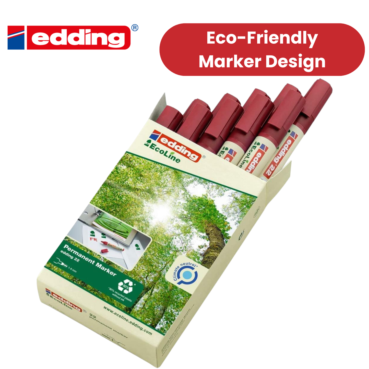 edding 29 Ecoline whiteboard marker - red - box of 10 whiteboard pens