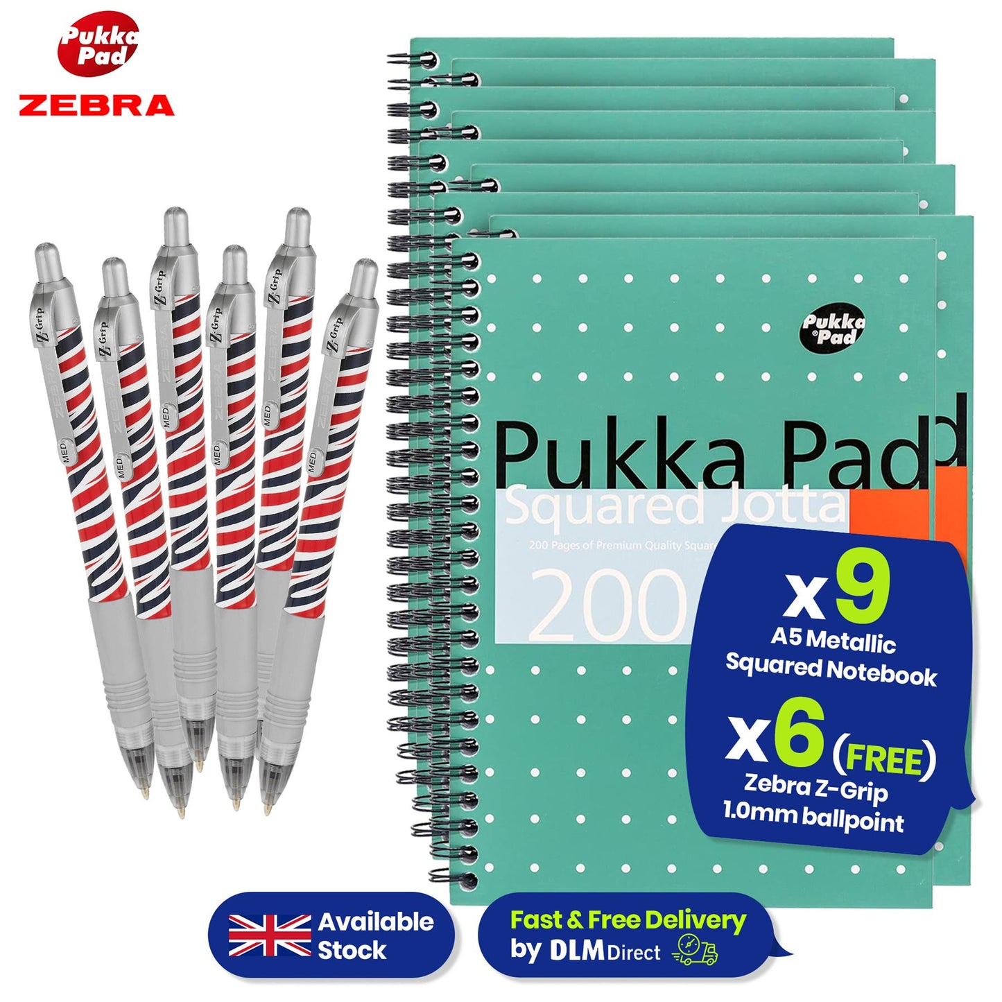 Pukka Pad A5 Squared Jotta Book, 200 Pages Wirebound Grid, Perforated