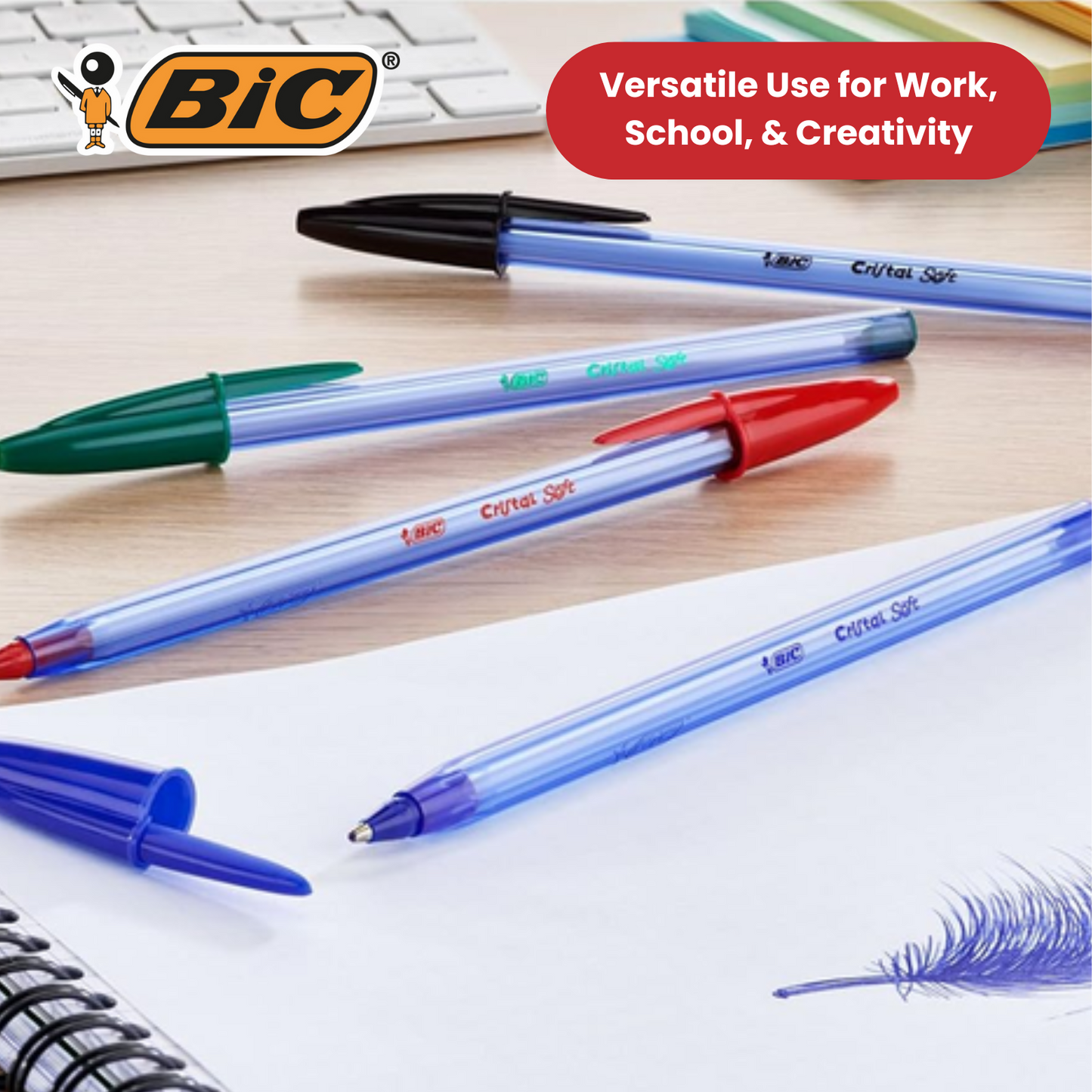 Bic Cristal Soft - Green - Box of 50