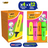 BIC Highlighter Flat Marker Neon Yellow 12x & 4x Assorted Markers