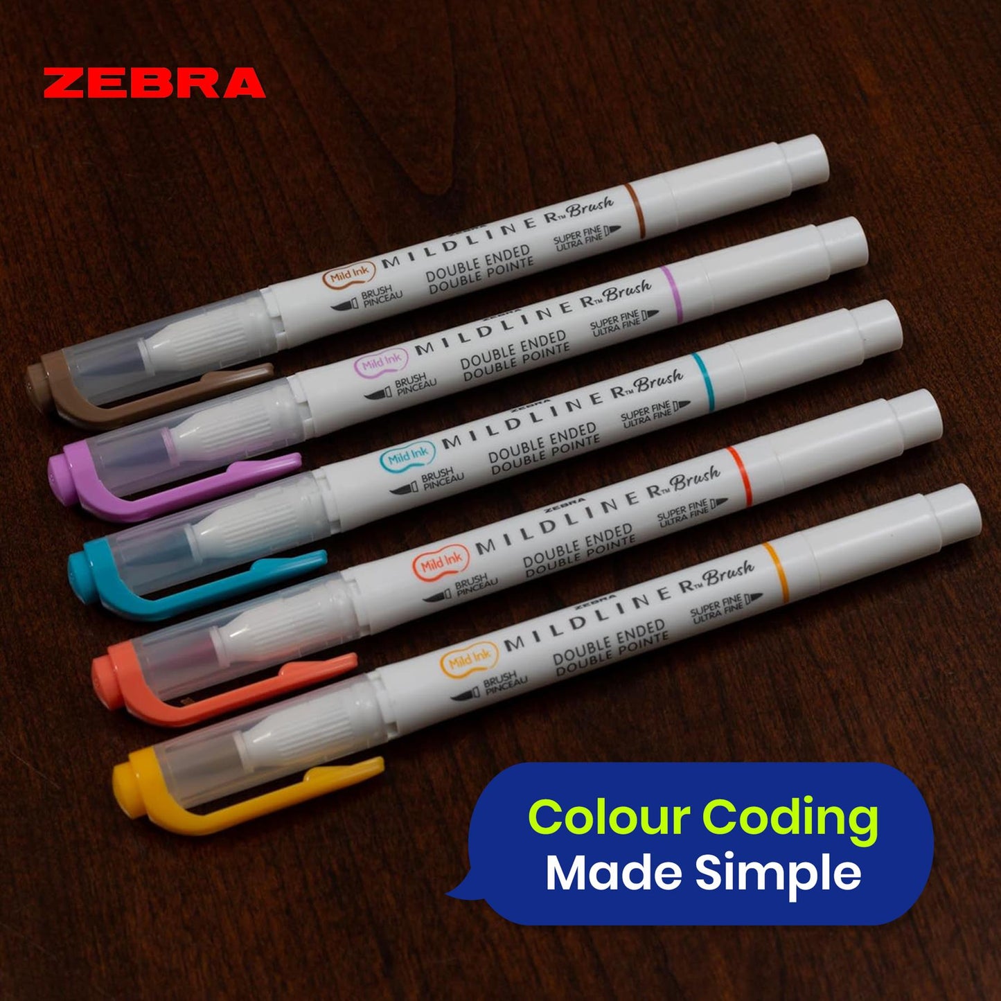 Zebra Double Ended Brush Pen Set with Fine and Brush Tips Felt Pens for Journaling Scrapbooking Planning