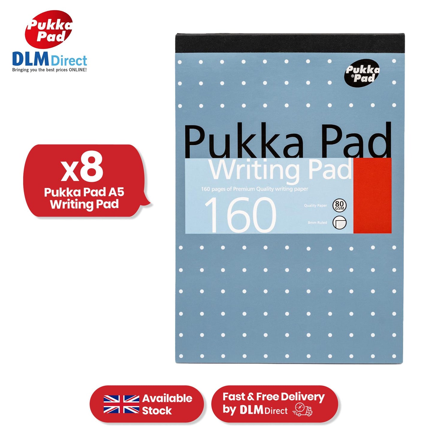 Pukka Pad Writing Pads � 160 Pages Journaling Pad, A5 80 GSM Paper Study NoteBook for Taking Notes