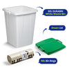DURABIN 90L White Bin with Green Lid and 25x 110L Recycled Bin Bags for Everyday Use