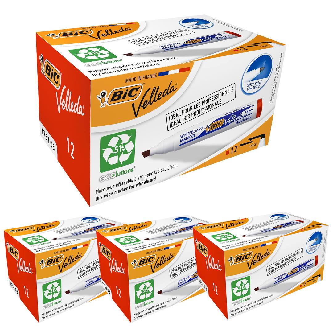 BIC Velleda 1751 ECOlutions Whiteboard Markers Red - Box of 12 - 1 to 5 Packs
