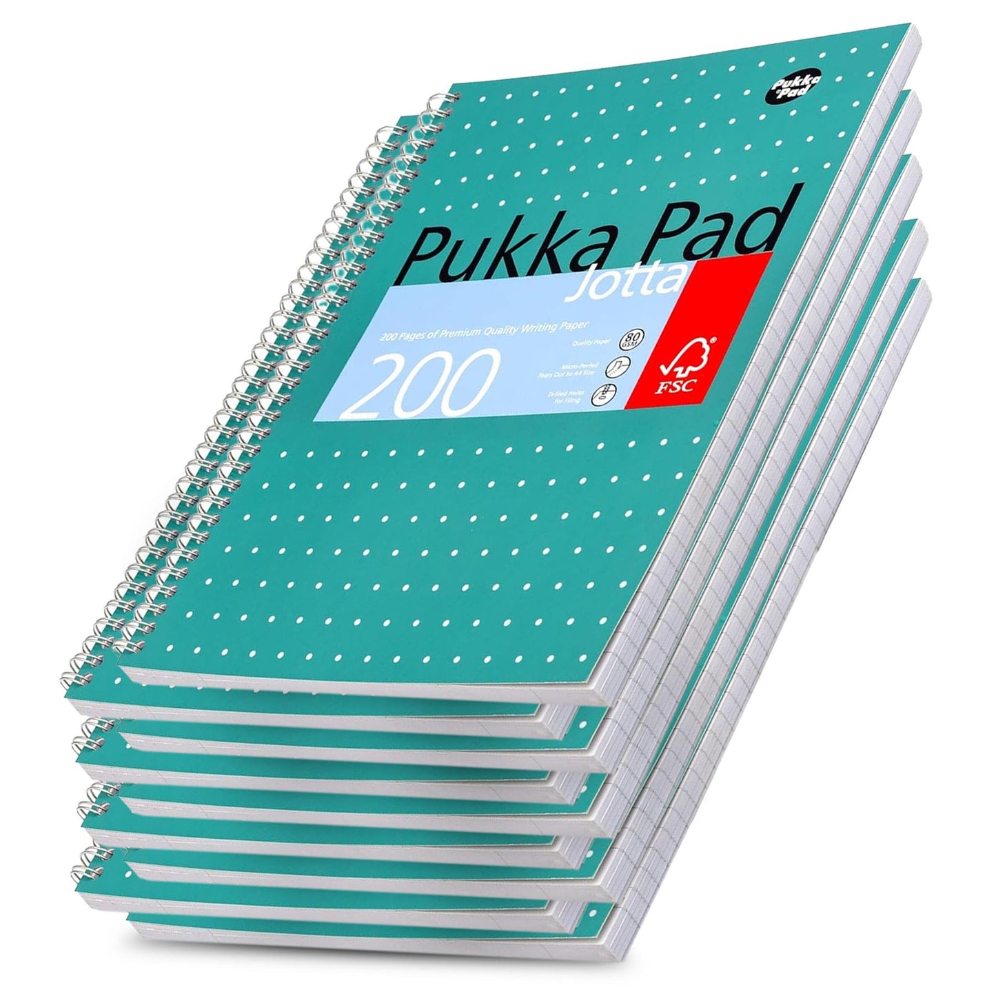 PUKKA WHITE A4 WIREBOUND PADS 200 page 80gsm  (RULED/MARGIN) - PACK OF 3